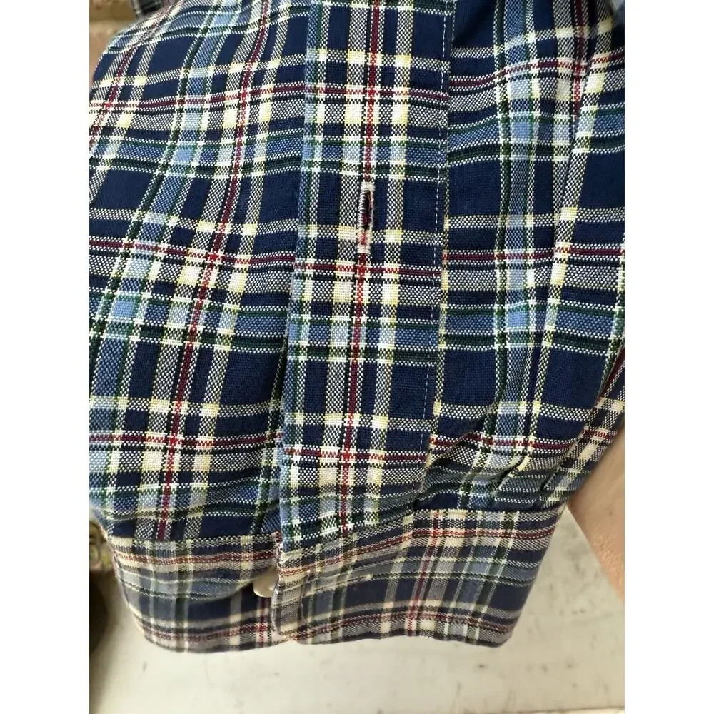 Polo‎ Ralph Lauren Men's Classic Fit Plaid Oxford Size Medium Preppy Blue Plaid